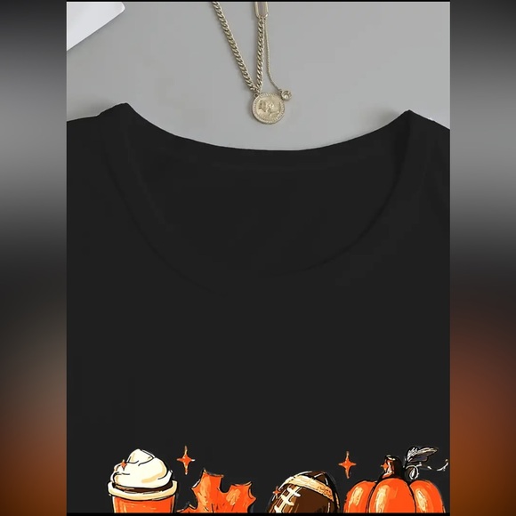 🏈Vibrant Halloween Print Long Sleeve Crew Neck T-Shirt Soft - Picture 7 of 8